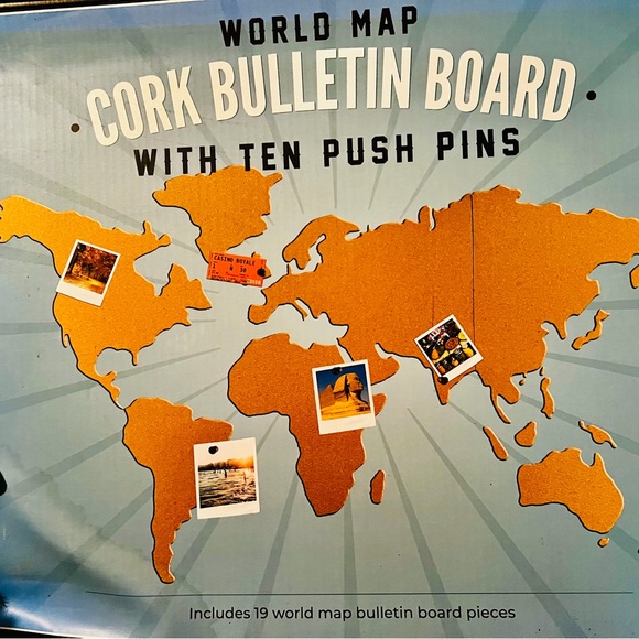 Accents World Map Cork Bulletin Board With Push Pins Poshmark — free download